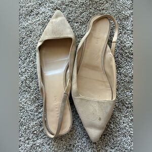 Everlane Beige Pointed-Toe Slingback Flats